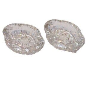 Vintage Set of 2 Lead Crystal Cut Glass Ashtrays/Dishes 6-Point Star in Centers